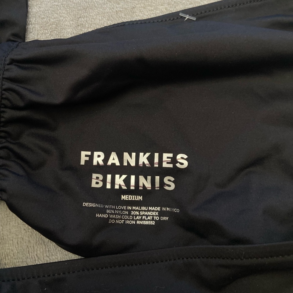 New! Frankie’s Bikinis Black Ruched Halter Neck Bikini Top 3095 - Picture 4 of 6